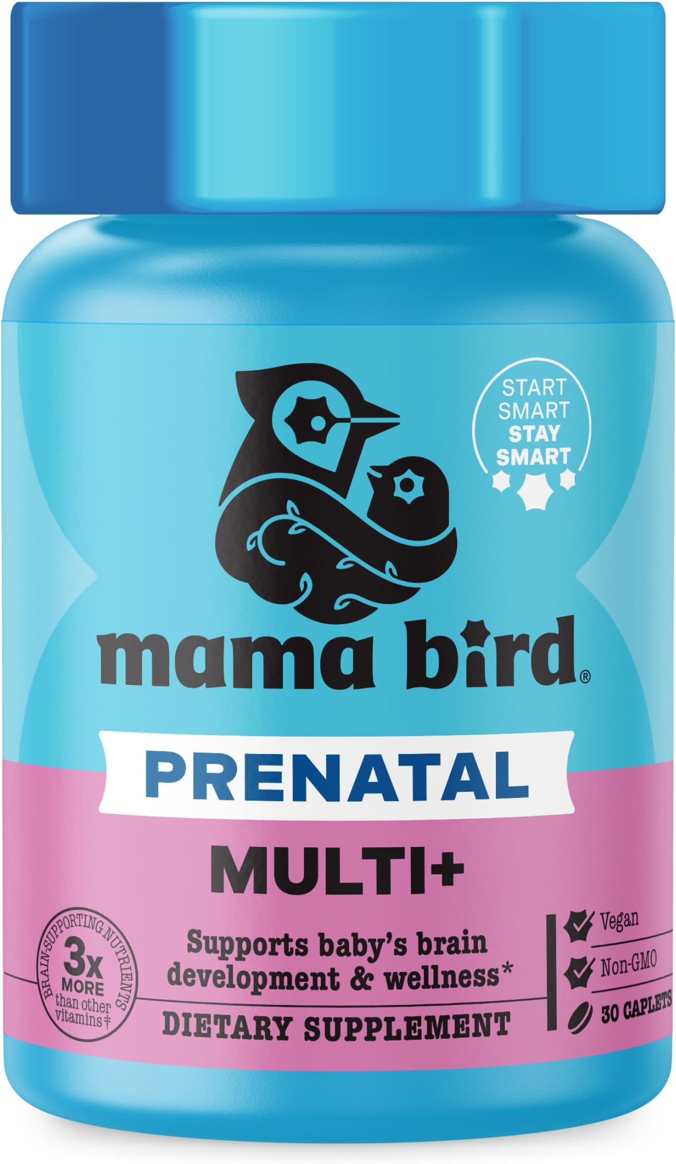Best Nest Wellness - Mama Bird - Prenatal Multi+ (30 Servings) - Prenatal Vitamins for Women - Supports Baby Brain Health - Methylfolate & Probiotics, Methylated Multivitamin