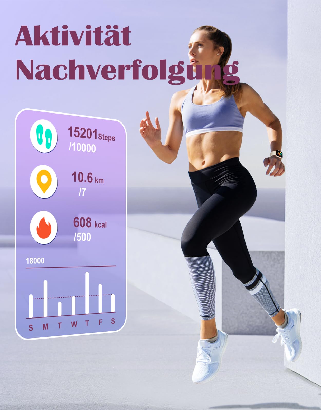Smartwatch für Damen Herren Bluetooth-Anruffunktion 1.85" HD Fitnessuhr | 100+ Sportmodi,SpO2 Pulsmesser Schlafmonitor Schrittzähler,IP68 Wasserdicht Sportuhr,KI-Sprachassistent für Android iOS Handy