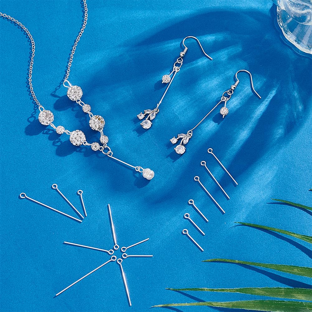 PH PandaHall 925 Sterling Silver Head Pins 45pcs 3 Sizes Pin Balls Open Eye Pins Flat Head Pins for Earring Bracelet Jewellery Making DIY Projects Handicrafts, Silver 15/25/35mm