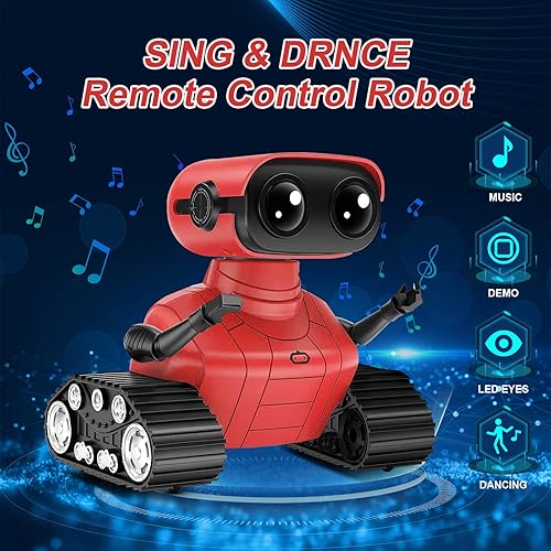 Miniatura 6 de Juguetes robot para niñas y niños, robots recargables para niños, robots de control remoto RC de 2.4 GHz con cabeza y brazos flexibles, ojos LED,