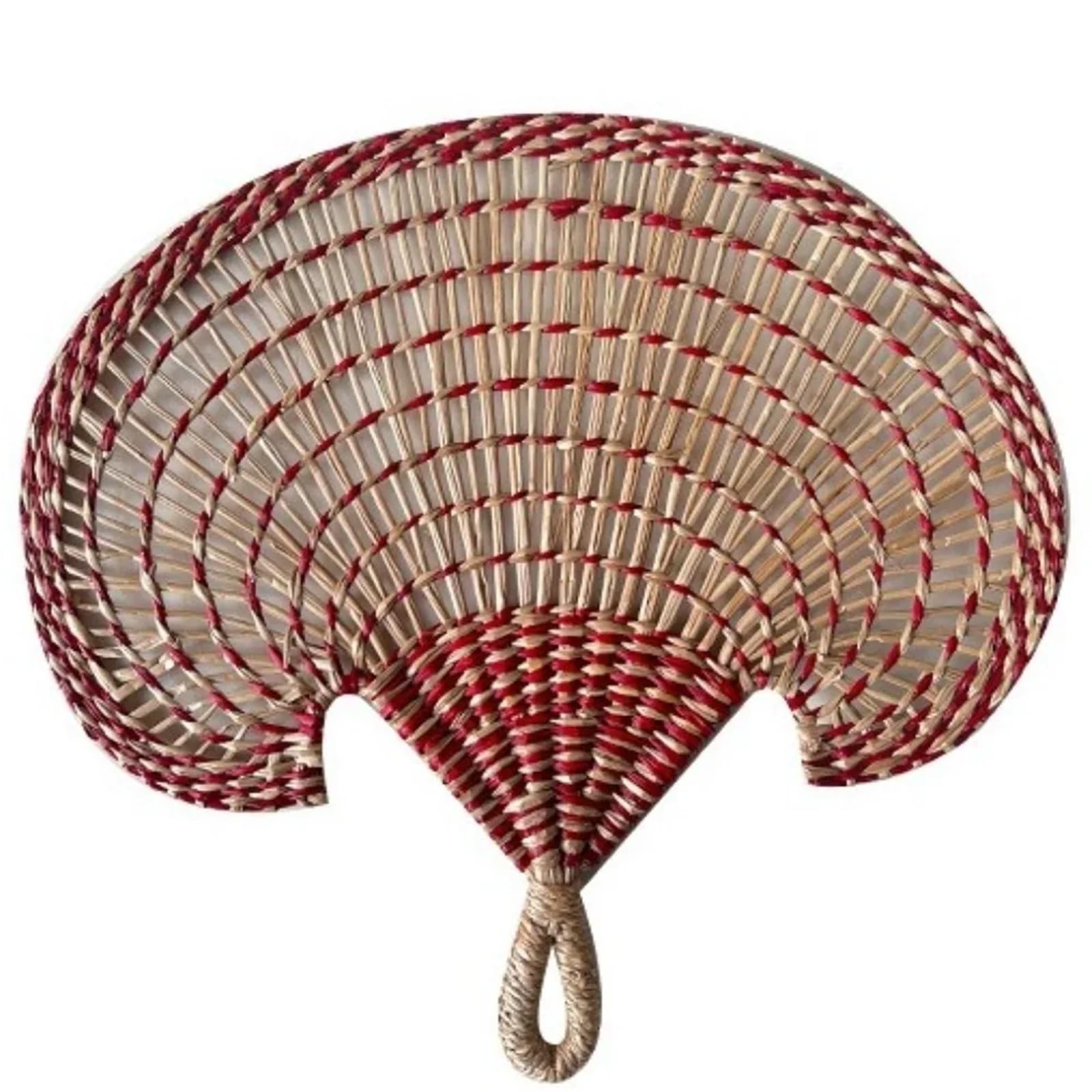 WJLYDM Portable Hand-Woven Handheld Fan Ancient Decorative Hand-operated Straw Cattail Room(Red)