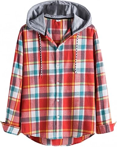 Amazon.com: Sudaderas con capucha a cuadros para hombre, manga larga con  botones de otoño, a cuadros, estilo informal, con capucha, con bolsillo :  Ropa, Zapatos y Joyería