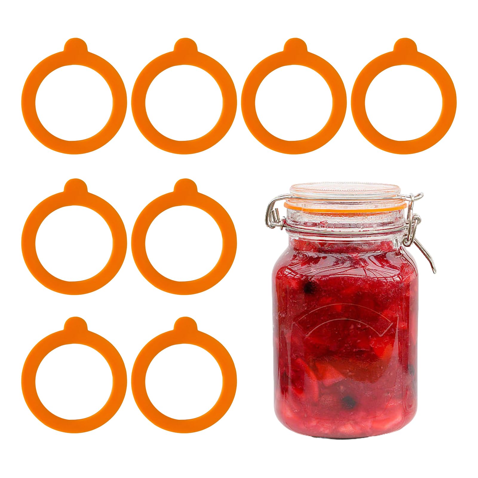8PCS Replacement Silicone Seals for Kilner Jar Seals, Food Grade Replacement Gaskets, Soft Sturdy Elastic Airtight Lids, Keep Food Freshness
