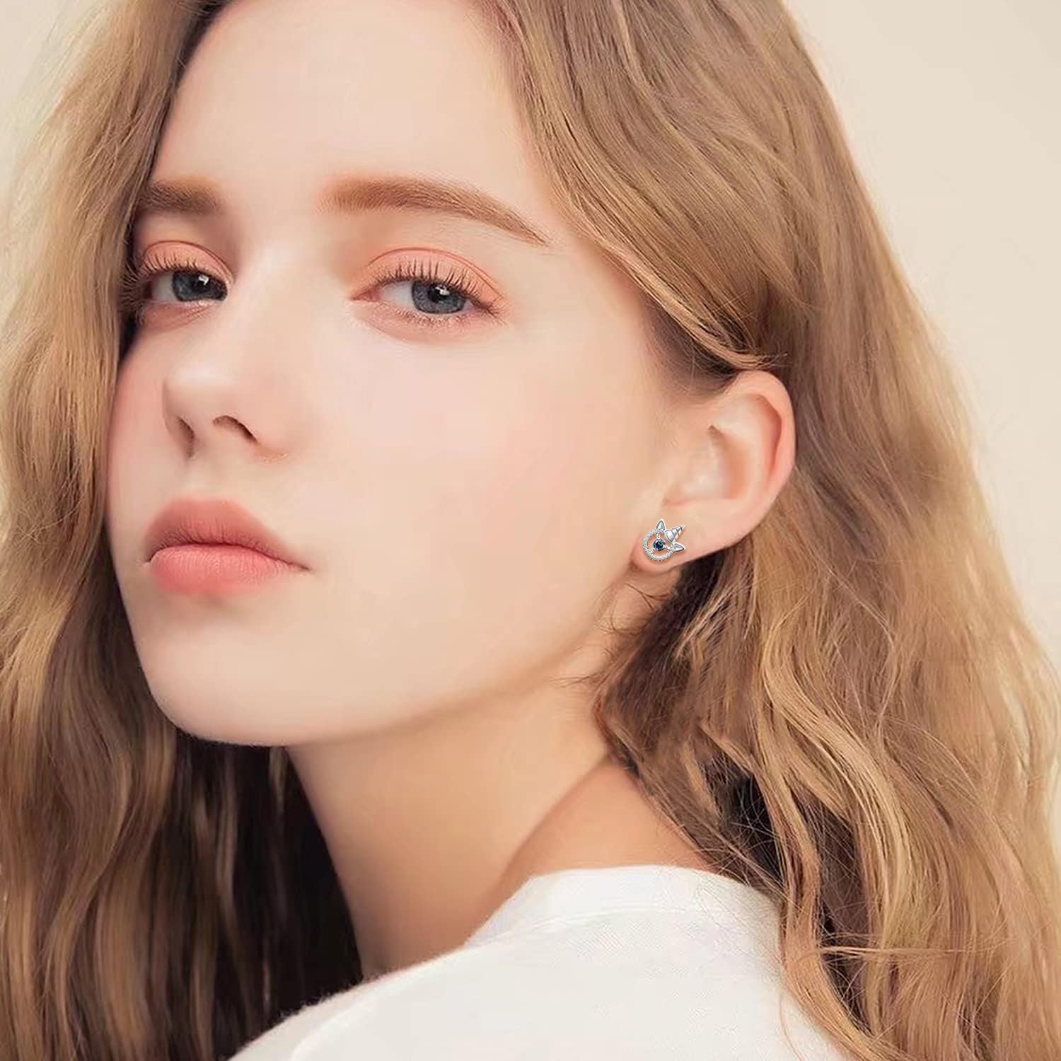 Unicorn Earrings for Women - Sterling Silver Hypoallergenic Cubic Zirconia Cute Animal Stud Earrings - Image 3