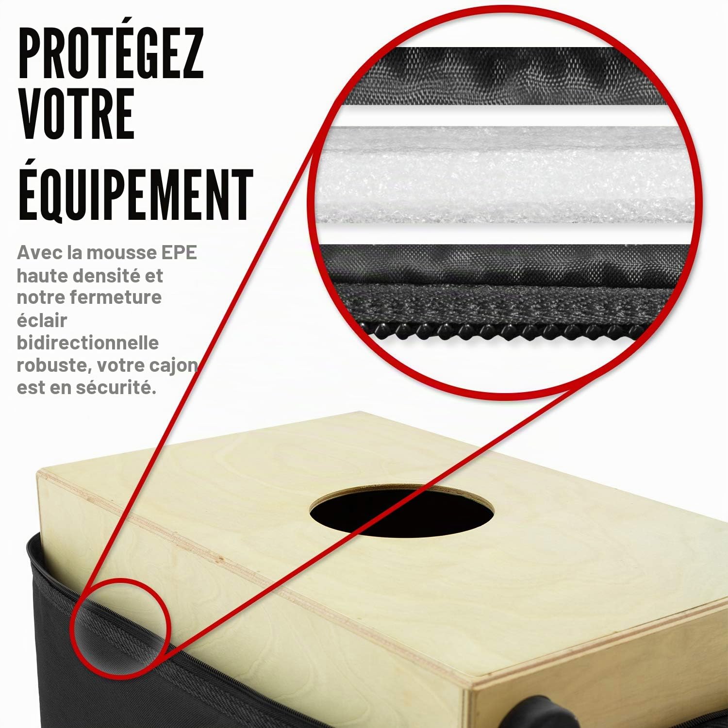 TIGER CAJ2-BR Cajon avec Housse - Brun