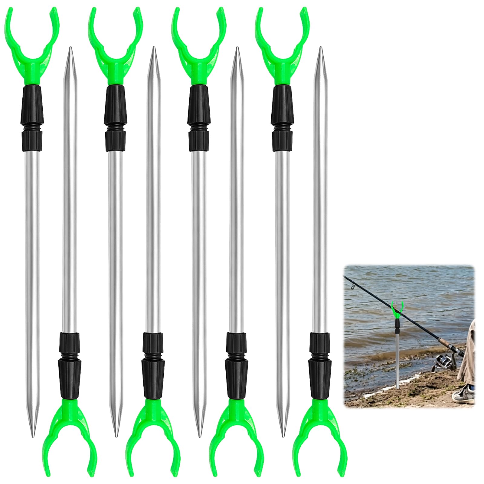 Nureeca 8 Pack Fishing Rod Holder – Telescopic Bank Sticks for Anglers