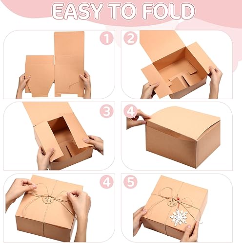 Miniatura 3 de Seajan 109 cajas de regalo retro de invierno, cajas de galletas, caja de golosinas con tapas, copo de nieve de madera, etiquetas de agradecimiento,