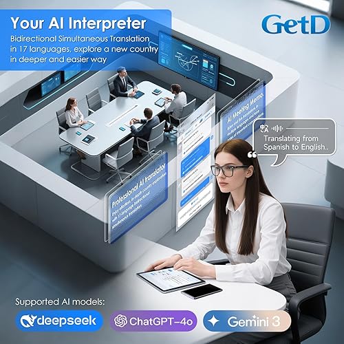 Miniatura 5 de GetD Lentes AI, traducción en tiempo real con IA en 147 idiomas, lentes de sol polarizados inteligentes de nailon, gafas Bluetooth para