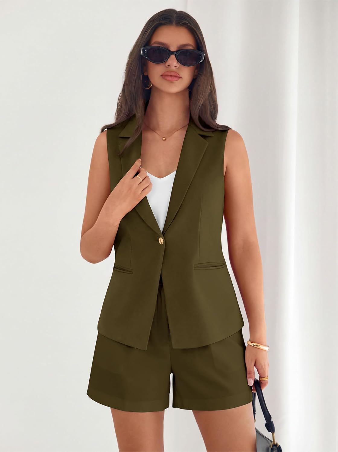 MASCOMODA Summer Sleeveless Blazers for Women Business Casual Dressy Lapel V Neck Button Open Front Work Suit Vest Tops - Image 5
