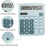 Noamus 4 Pack Basic Calculators, Handheld Desktop Standard Calculators, Solar Battery Dual Power 12 Digit Desk Calculator with Large LCD Display and Big Sensitive Button for Office School Pink Blue