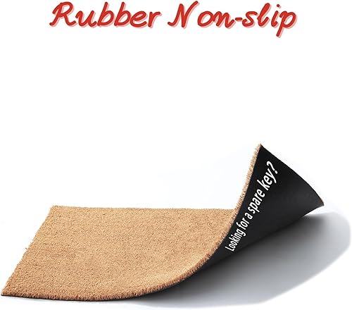 Miniatura 8 de Juego combinado de tapetes de puerta de Navidad, tapete de bienvenida 100% fibra de coco + alfombra a cuadros rojos y negros de 28 x 43 pulgadas,