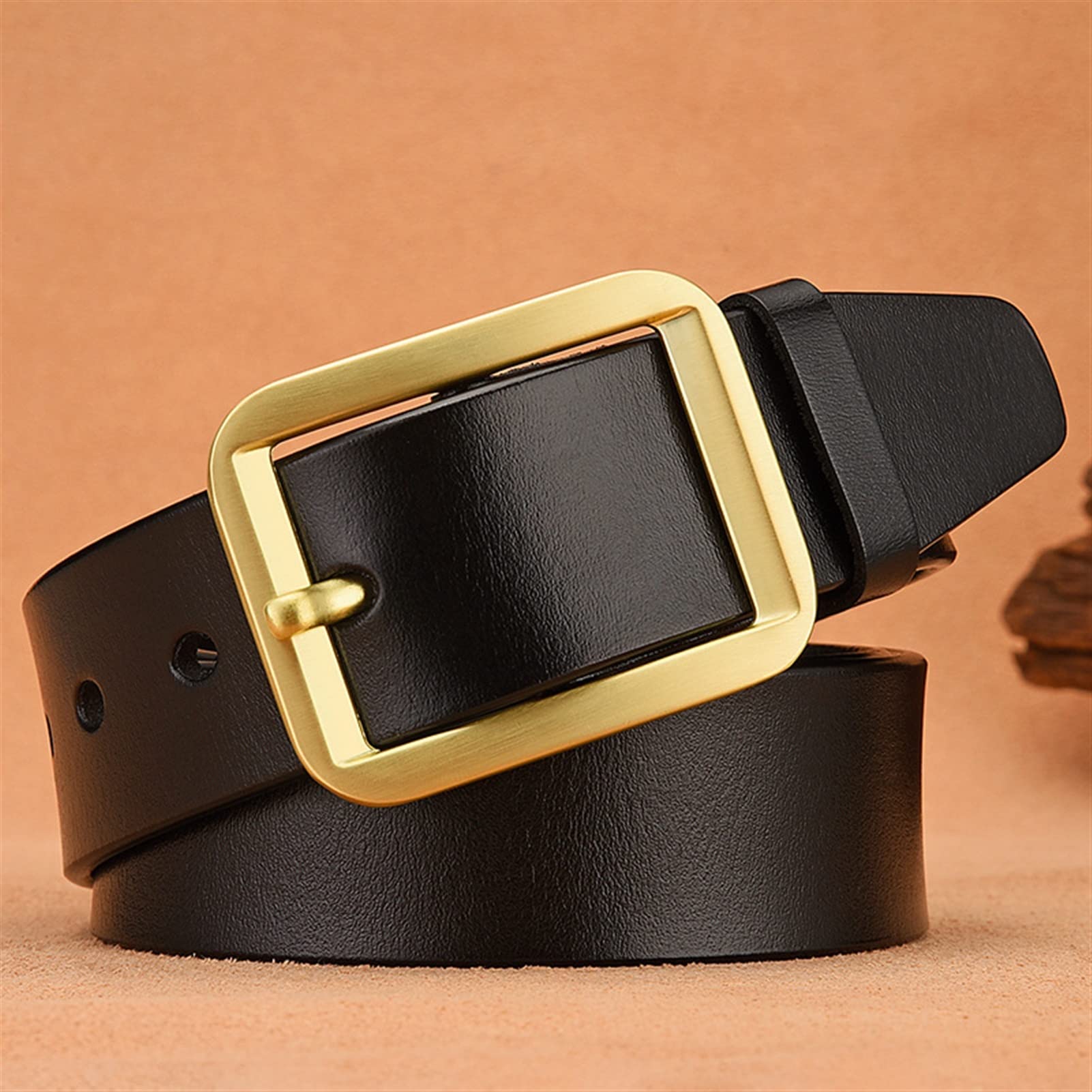 Cinturón ajustable de cuero genuino, Cinturón de Cuero for Hombre Cinturón con Hebilla de Cuero Cinturón Ancho de Cuero Retro de Dos Capas Cinturón de Moda Informal Correa de Cintura de Cuero Trajes d