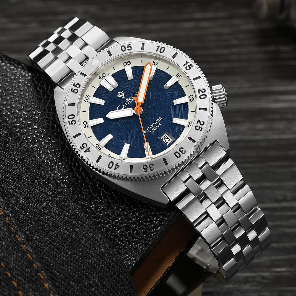 CADISEN Automatik Uhr Herren Mechanische Automatikuhr Saphirglas Klingeln Wasserdicht Homage Edelstahl Armband