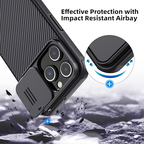 Miniatura 5 de Nillkin CamShield Pro diseñada para iPhone 14 Pro con funda para cámara, funda con protección deslizante para cámara, delgada, a prueba de golpes,