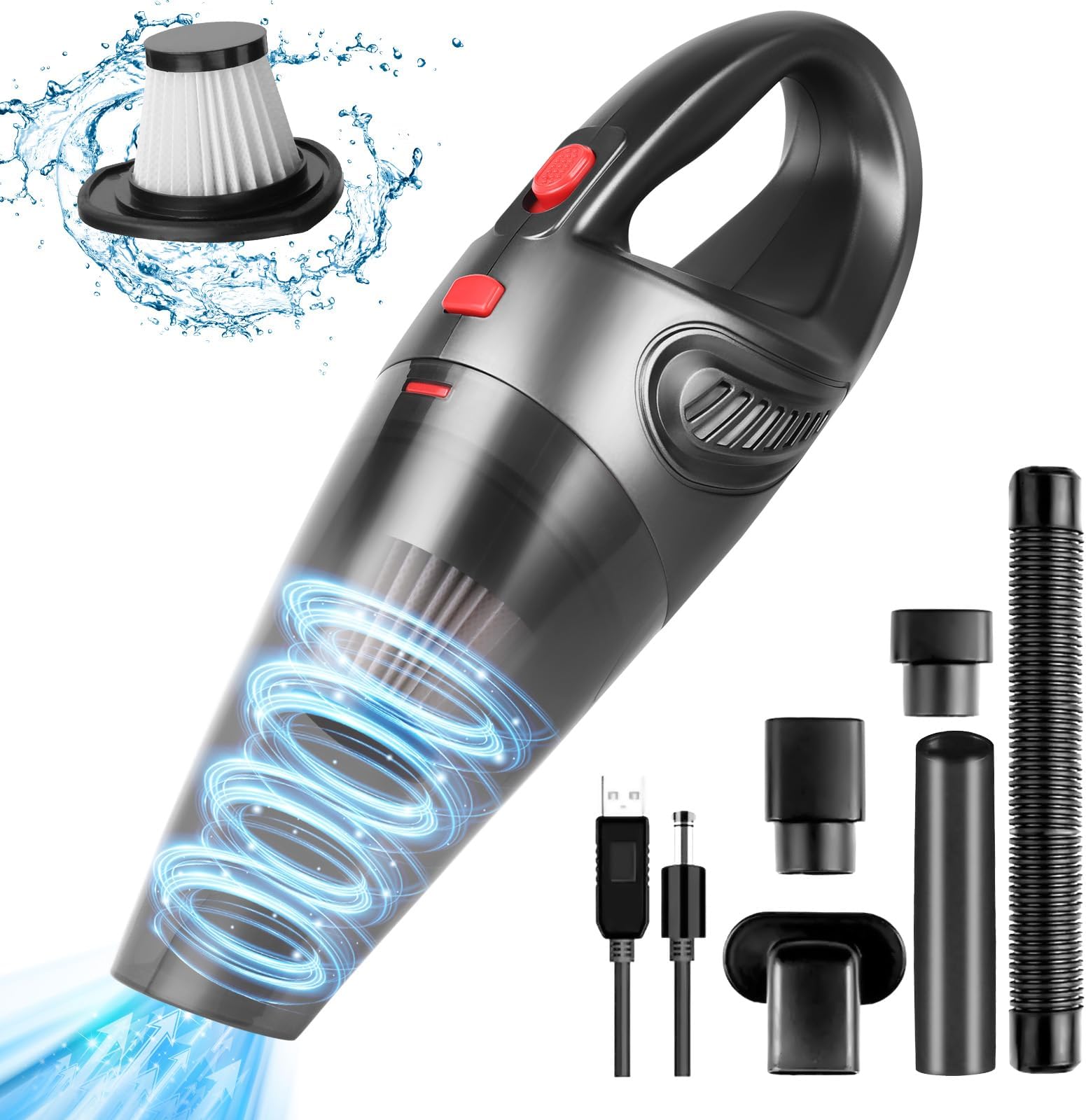 Aspira Briciole Elettrico Senza Filo Aspirapolvere Auto Portatile 15000PA Senza Fili - Ricaricabile Con 7 Ugelli Per Interni Auto E Casa Aspirapolvere Piccoli E Potente - Foto 11