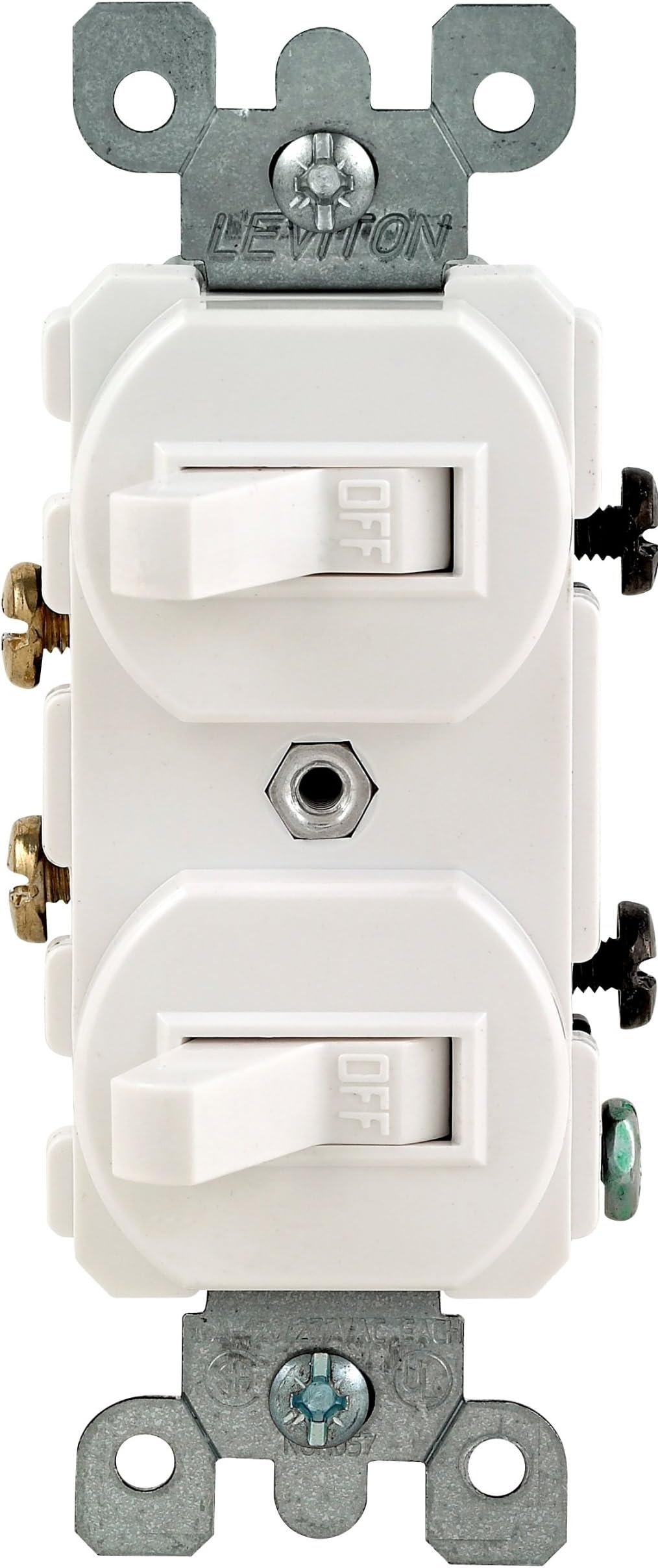 Leviton 109-05224-WSP Combo 2-Single Pole Switch, White