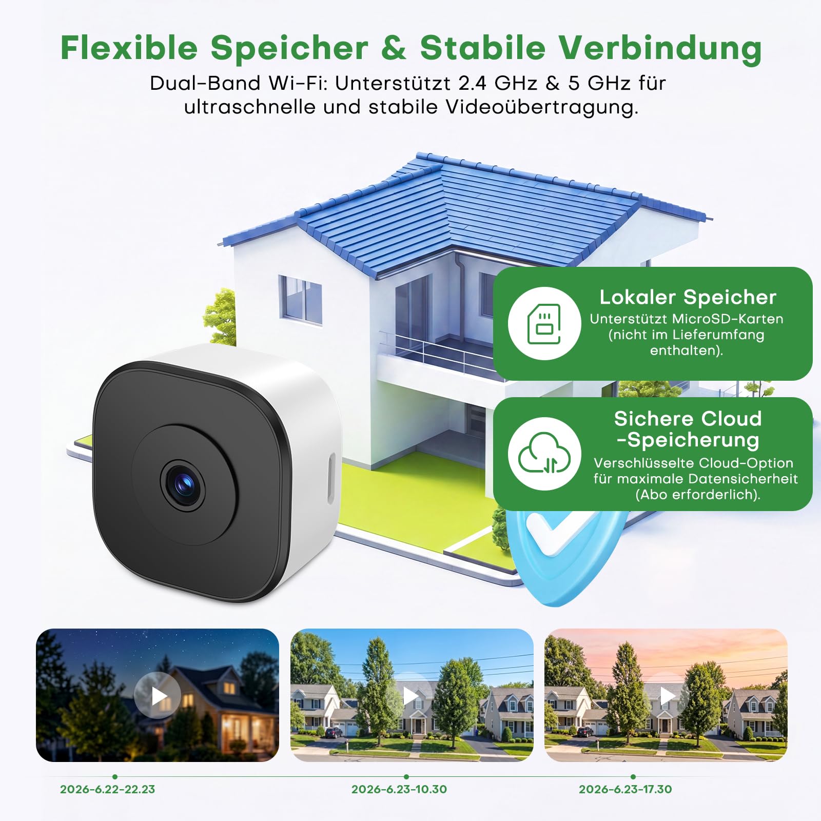 3MP 2K Überwachungskamera Innen mit Nachtsicht für die Fenstermontage