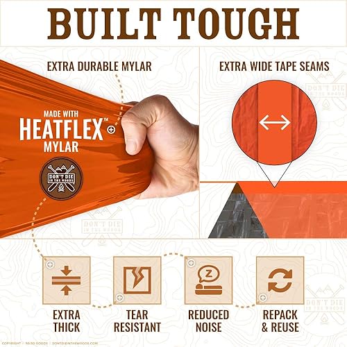 Miniatura 6 de Don't Die In The Woods - Tienda de campaña de supervivencia - Hecha con manta espacial térmica de Mylar extra gruesa - Tienda de campaña de refugio