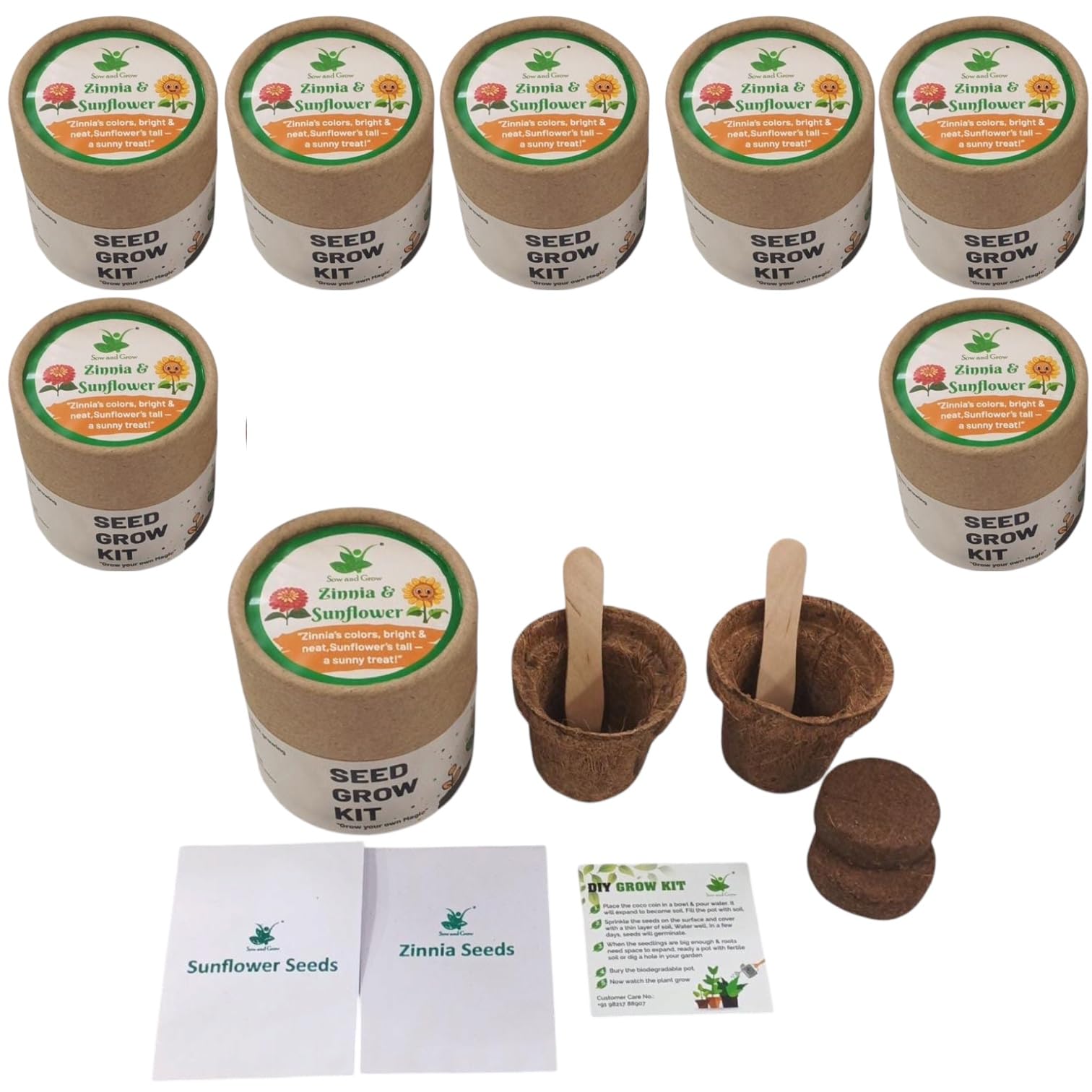 Mini Zinnia Grow Kits - Easy Gardening Gift for Kids & Adults -11 Mini Zinnia Grow Kits - Easy Gardening Gift for Kids & Adults -11