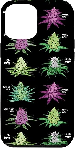iPhone 13 Pro Max Patrón de malezas Tipo de marihuana Stoner Marihuana Hoja de cannabis Caso
