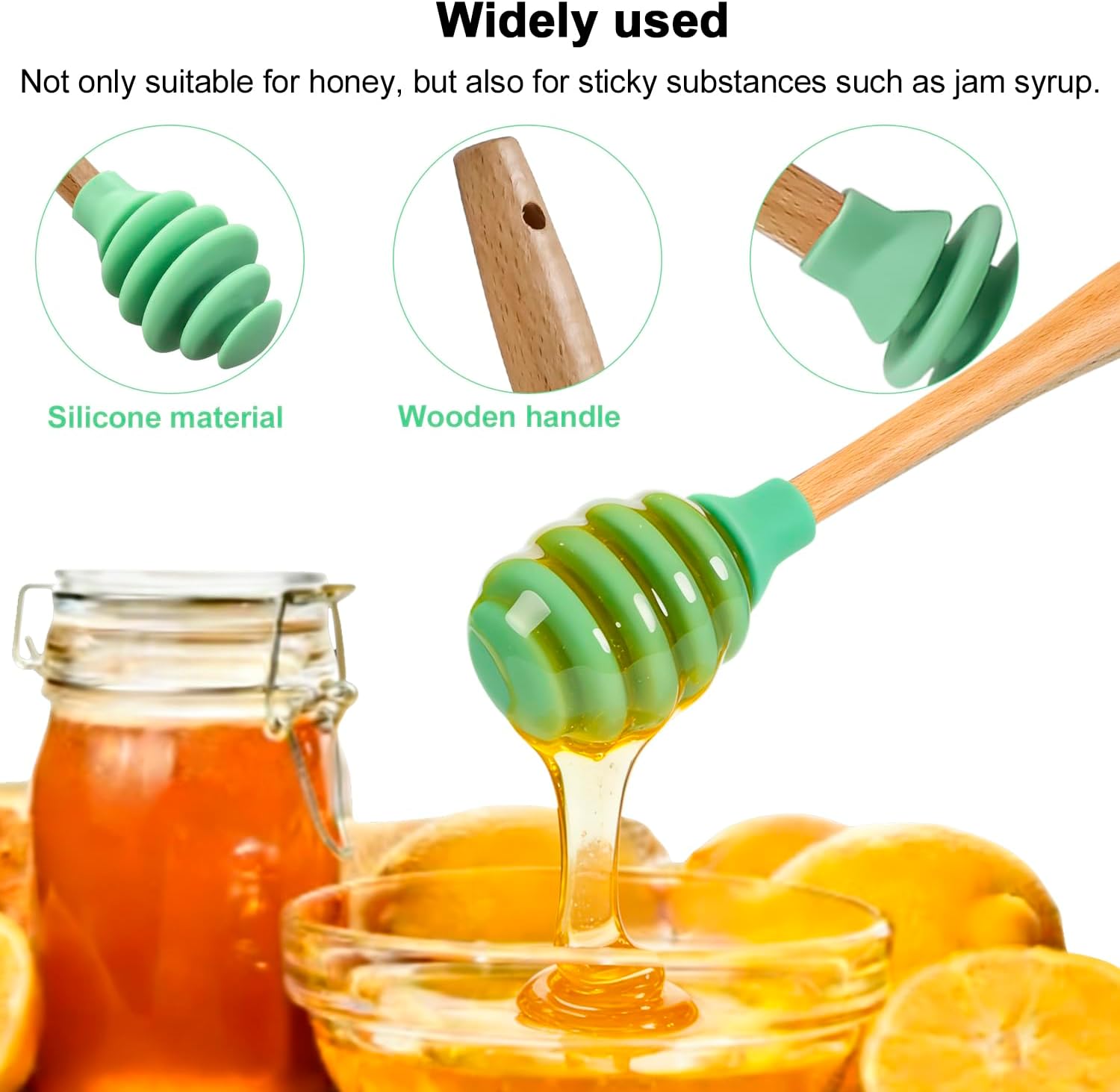 Enenes 3 Pack Silicone Honey Dipper Sticks, Spiral Design for Syrup and Jam image 5