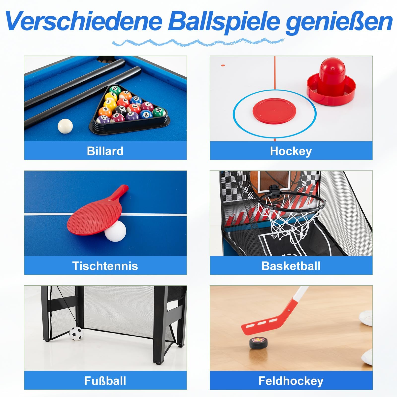 COSTWAY 10 w 1 wielofunkcyjny stół do zabawy z torbą dla dzieci, dorosłych | Wielofunkcyjny zestaw stołowy: bilard, hokej, tenis stołowy, koszykówka, piłka nożna, strzelanie, flipper
