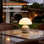NIORSUN Wireless Mushroom Lamp,Table Lamp for Bedroom, Portables Cordless Lamps,Wireless lamp,Small Bedside Table Touch Lamps for Living Room,Mini Mushroom 5200mAh Battery Operated Lamp Modern (White)