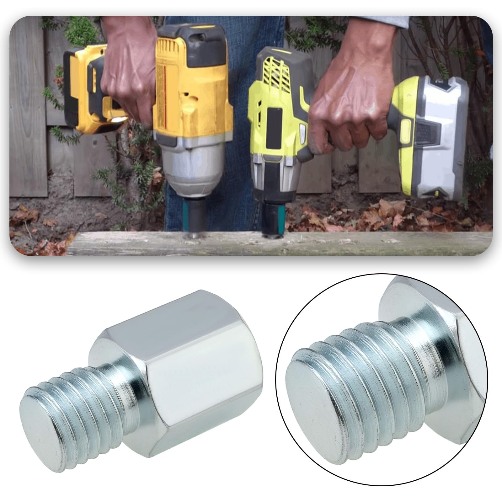 The Lord of the Tools 2PCS 5/8 11 Female to M14 Male Adapter Angle Grinder Attachment Adapter Compatible with Dewalt Compatible with Makita Compatible with Milwaukee Compatible with Hitachi - Image 2
