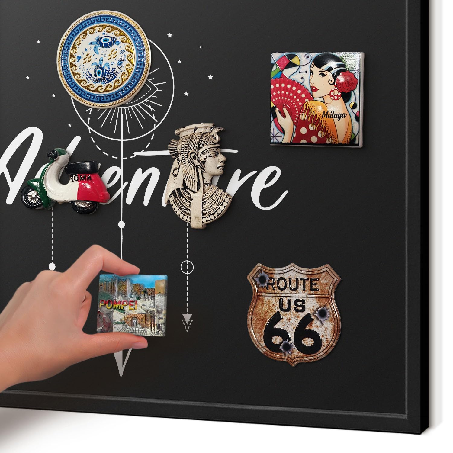 Panel Magnético Informativo 60x40 cm | Marco Negro | La Aventura Te Espera | Montaje Fácil | Pizarra de Pared | Para Restaurante y Bar | Expositor para Menú, Ofertas del Día