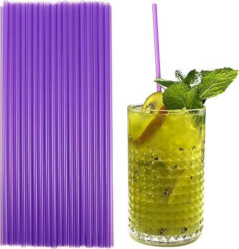 200 popotes de plástico desechables para beber de plástico para bodas, cumpleaños, fiestas, recuerdos de 10.2 x 0.2in (morado)