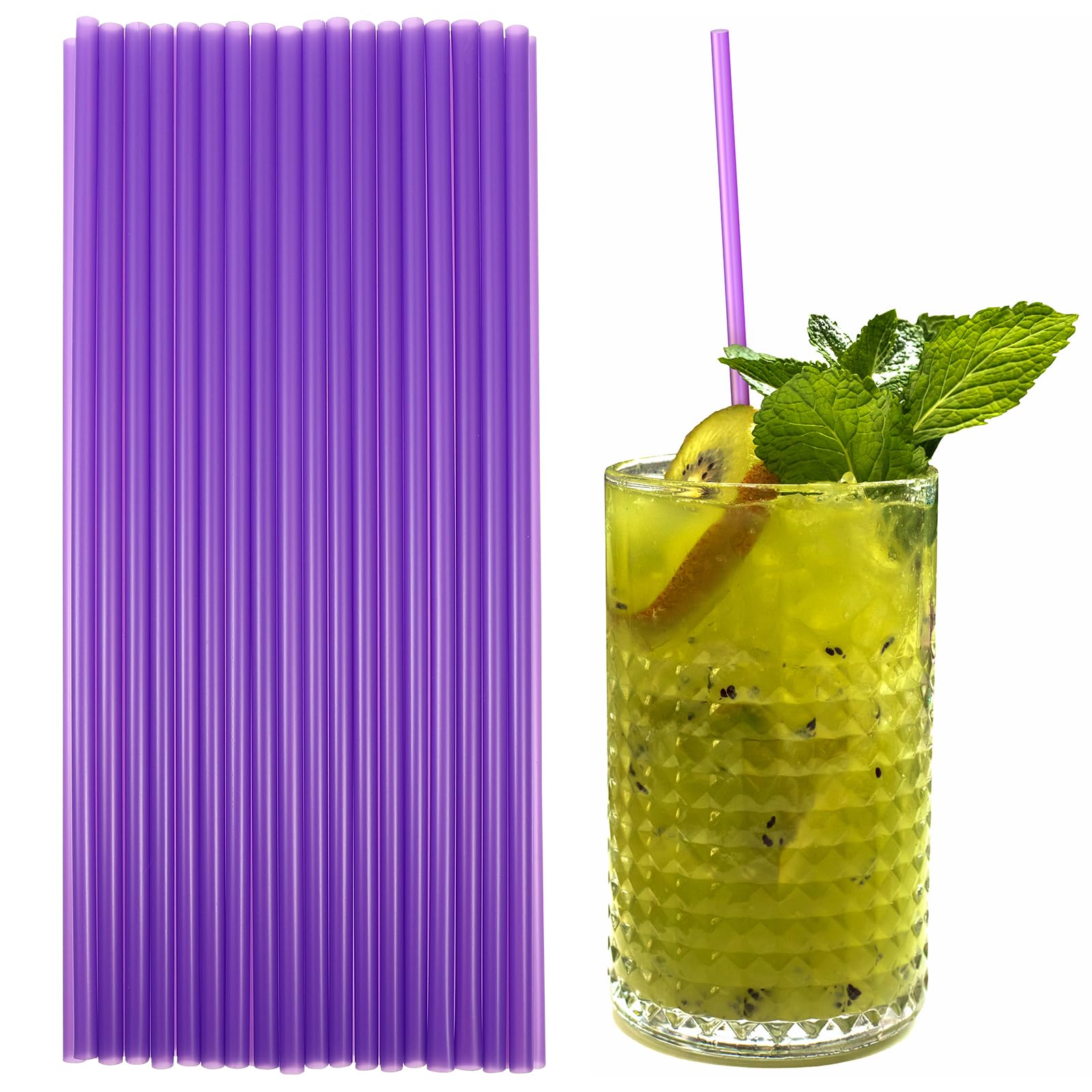 Healeved 200PCS Purple Straws, 10.2 Inch Extra Long Disposable Plastic Drinking Straws for Birthday Wedding Hawaiian Swimming Pool Party Cocktails, Juice, Water, Iced Tea, Beverages
