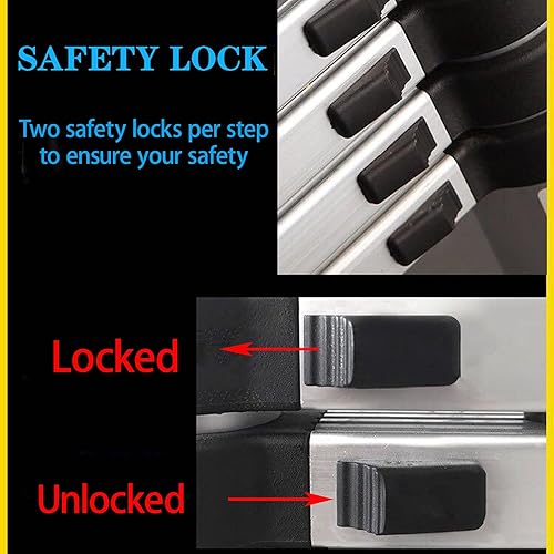 Miniatura 45 de Escalera telescópica de aluminio de 12.5 pies, escalera extensible con 2 ganchos desmontables, diseño de bloqueo de seguridad portátil y ligero