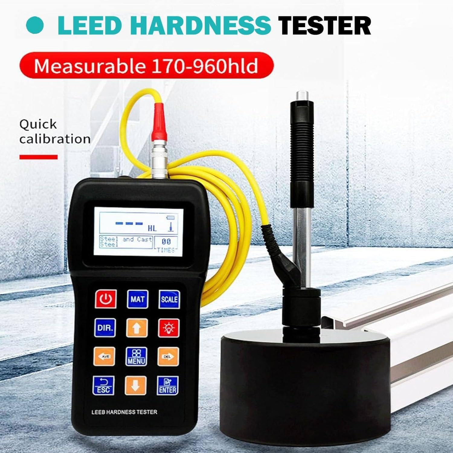 Cyfrowy tester twardości Leeb z urządzeniem udarowym typu D do testowania metalu, zakres 170-960 HLD, mierzy HL HB HRB HRC HRA HV HS