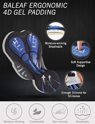 Miniatura 5 de baleaf Pantalones cortos de ciclismo para hombre, acolchado 4D, ciclismo de carretera, pantalones cortos de bicicleta, bolsillos de gel UPF50+