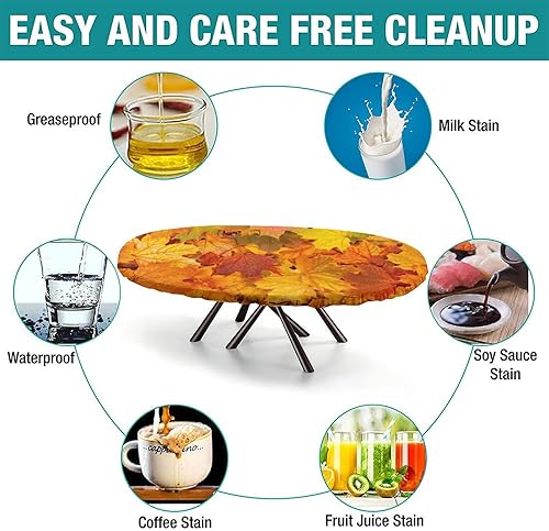 Miniatura 9 de Mantel ajustable de grano de madera gris, ovalado, 48 x 68 pulgadas, cubierta de mesa de poliéster con borde elástico, resistente al viento y a las