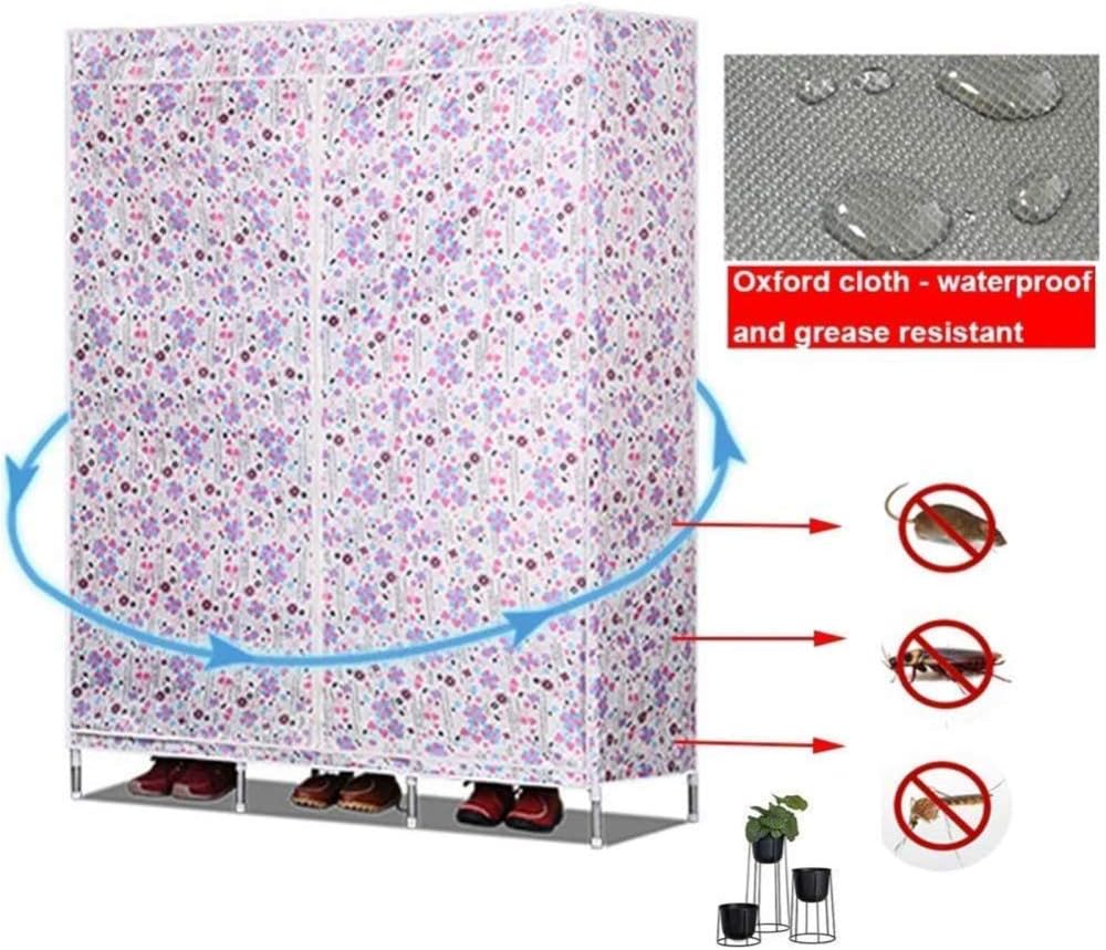Canvas Wardrobes Portable Wardrobe with Hanging Rod and 2 Shelves Quick and Easy to Install for Bedroom, Study, Clothes, Shoes, Toys,A