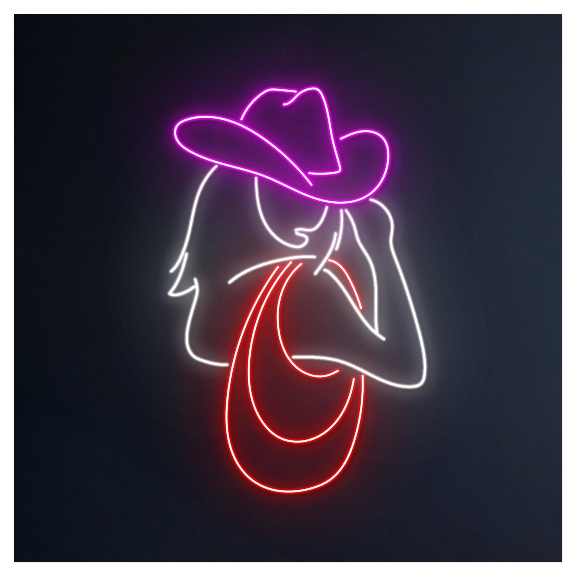 RONGCH Hanging Art Neon Signs Cowboy Girl Neon Sign, Suitable for Living Room Home Decor with Dimmable 50cm