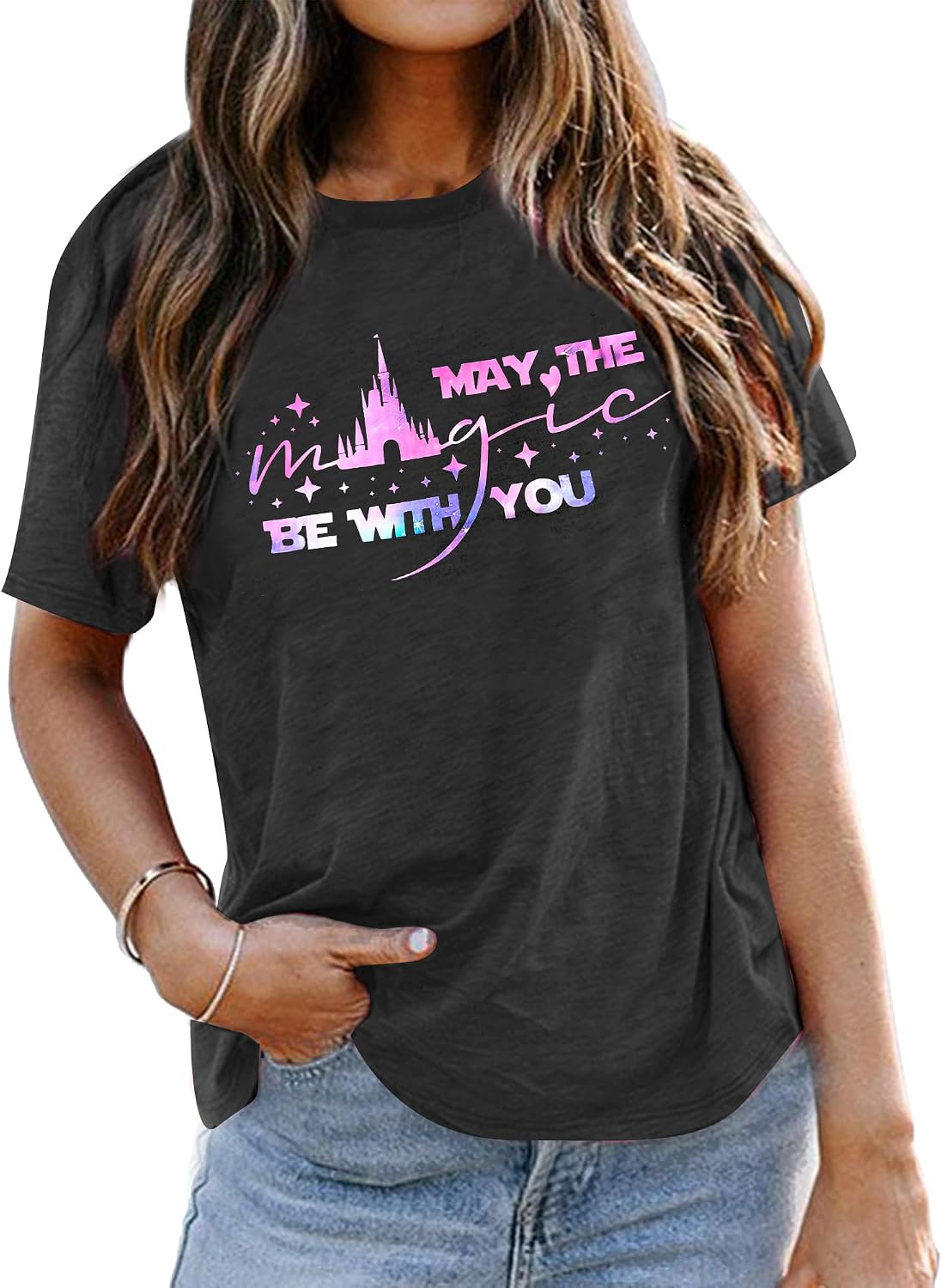 Women Magical Mama Rebel Shirt May The Magic Be with You Tshirt Funny Mom Magic Tee Graphic Short Sleeve Top