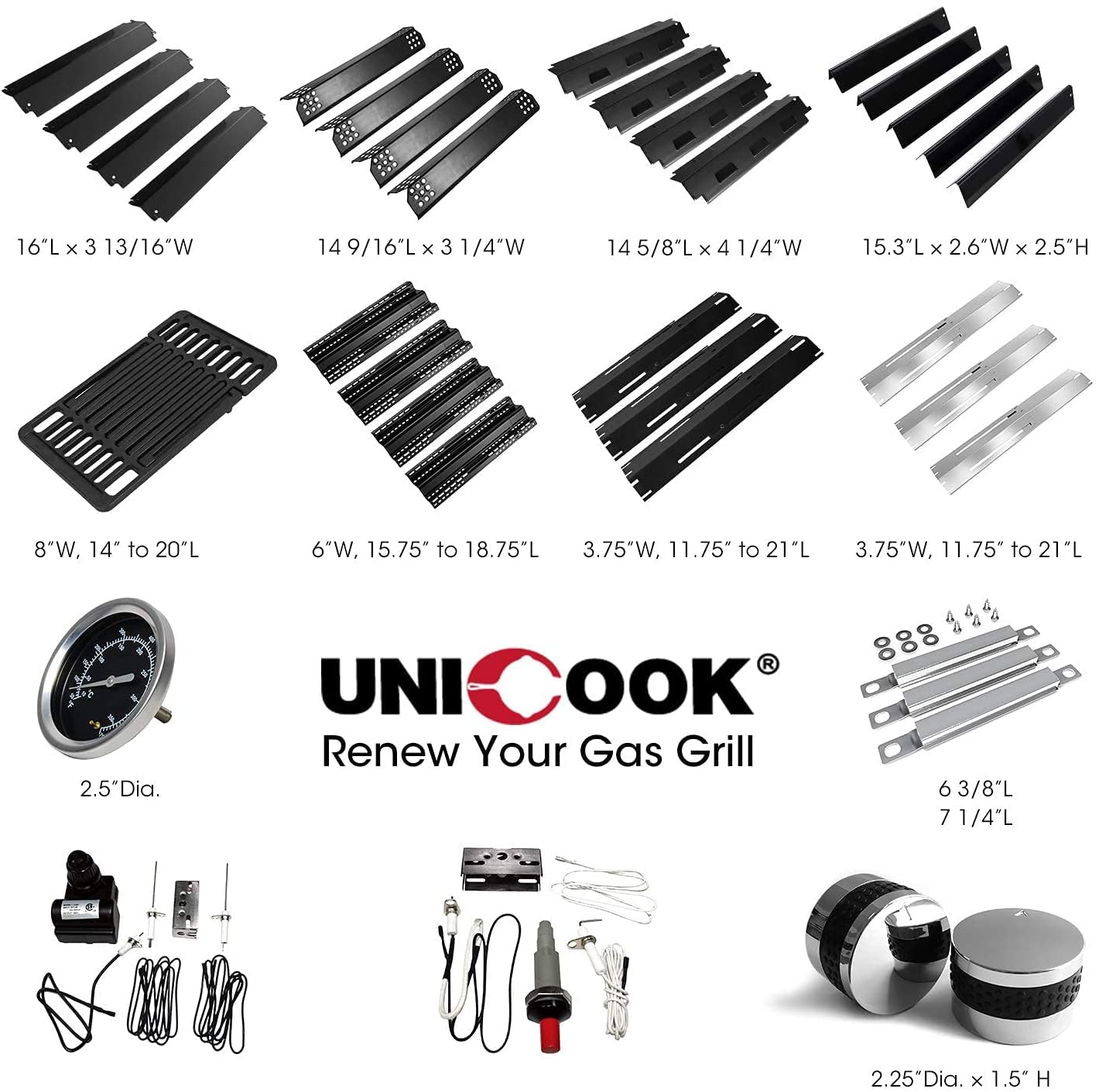 Buy Unicook Grill Heat Plates 14 5/8"L, Grill Burner Covers Replacement