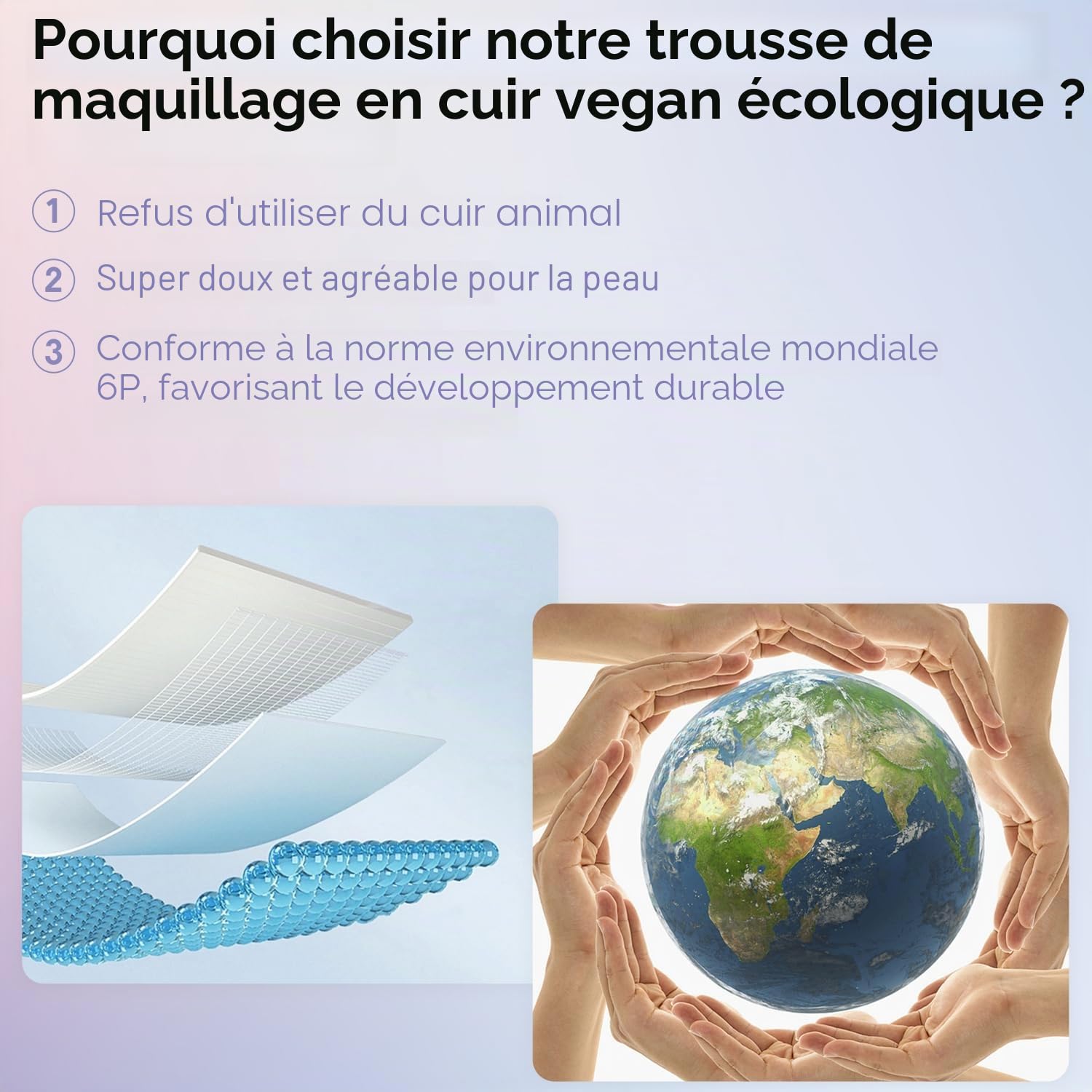 2 Pièces Trousse de Maquillage en Cuir, Sac à Cosmétiques Voyage | Lot de 2 pochettes pour voyage, travail, sac à main et retouches