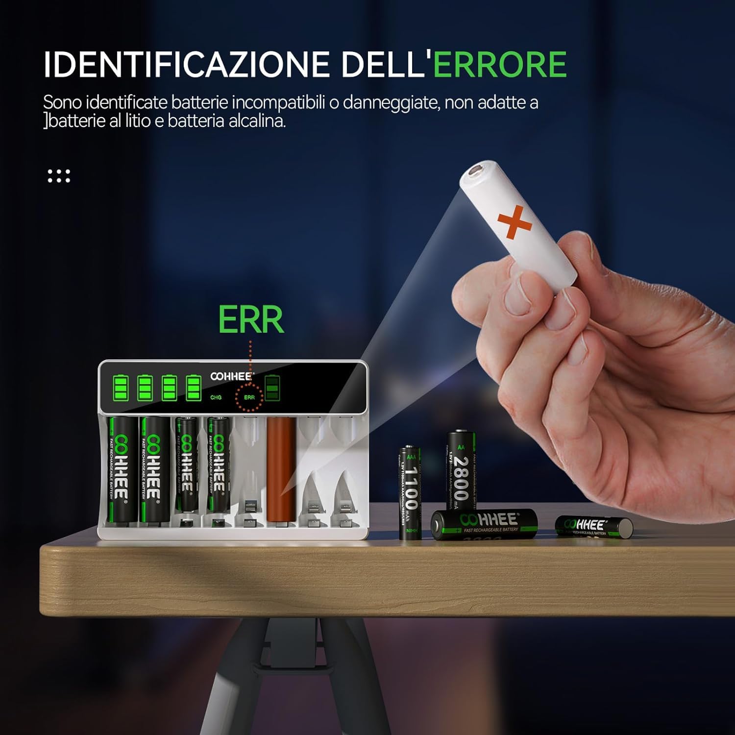 Chargeur Universel 8 Piles Avec écran LCD - Pour Piles AA/AAA/C/D Ni-MH Ni-CD - Inclus 8 Piles AAA 1000 MAh