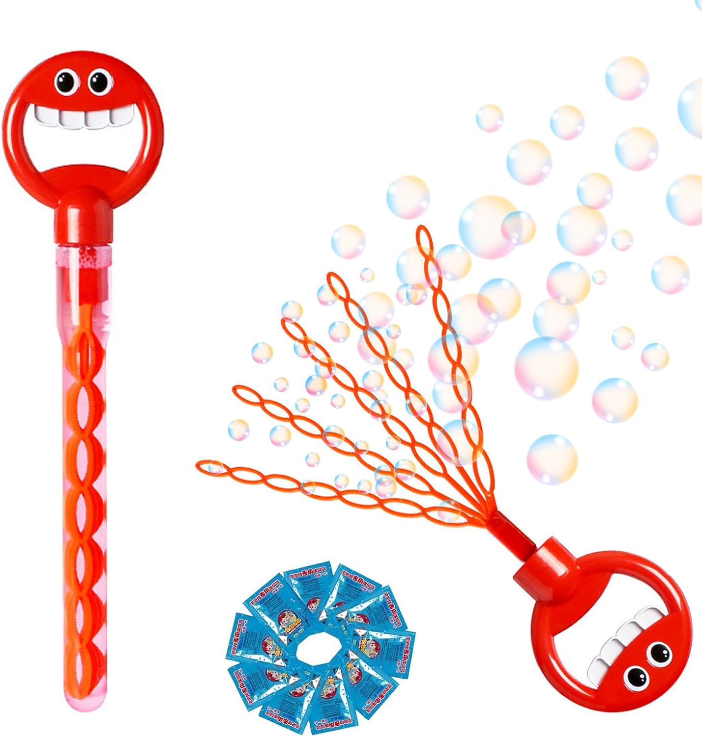 32 Hole Smiling Face Bubble Stick with Bubbles Refill