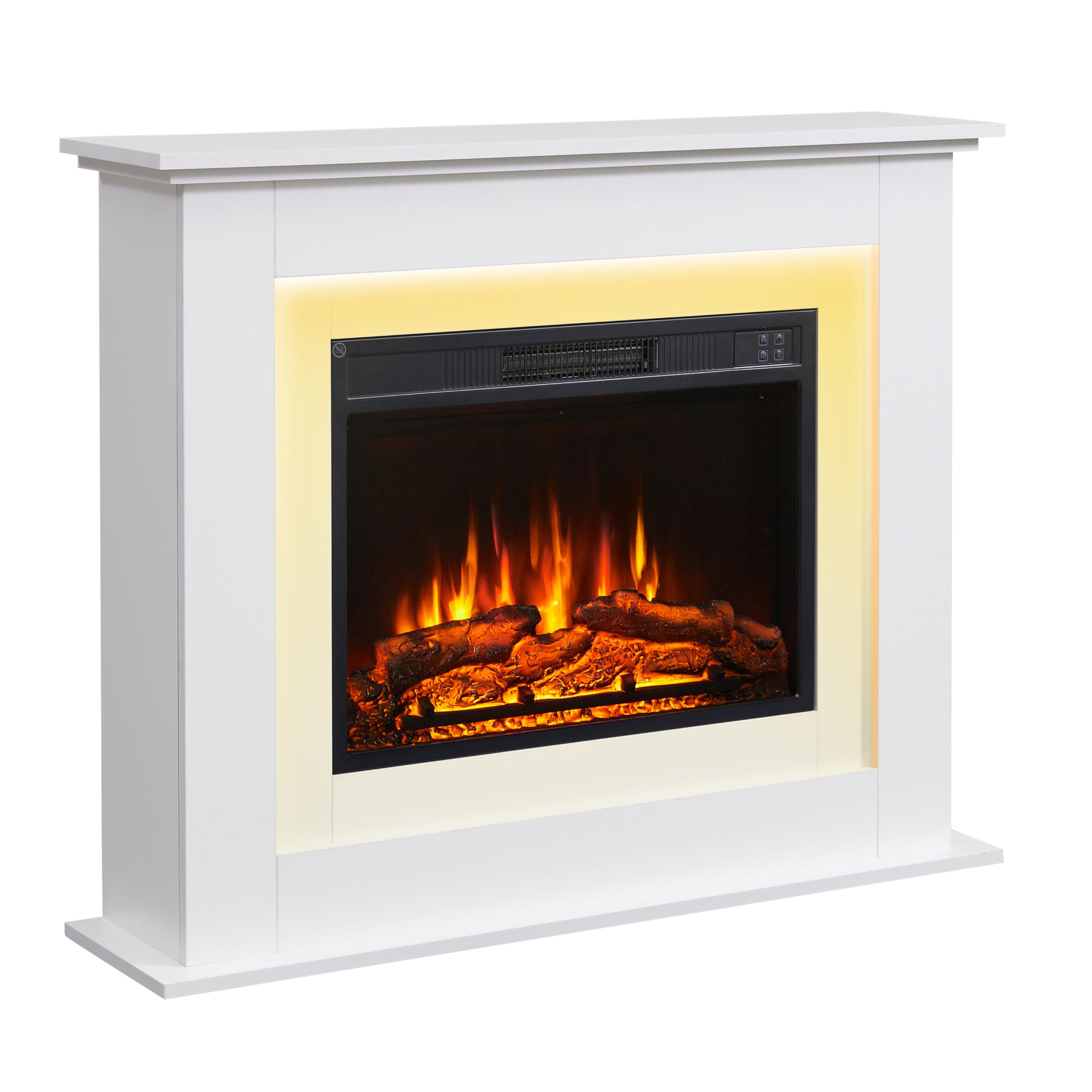 FlameKo Savannah Fireplace with 39" surround and Realistic Flame Effect Heater White Multiple Colours Available