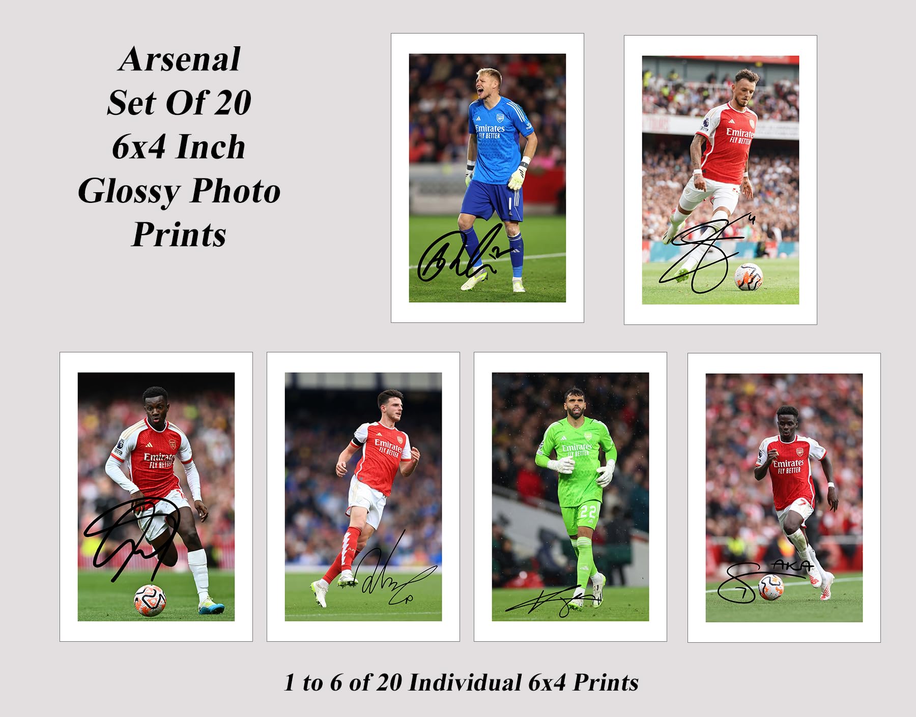 Set of 20 Arsenal 2023/24 Players Signed 6X4 Inch Photo Prints With Pre Printed Signatures Autograph Kids/Men/Women Gift - Image 2