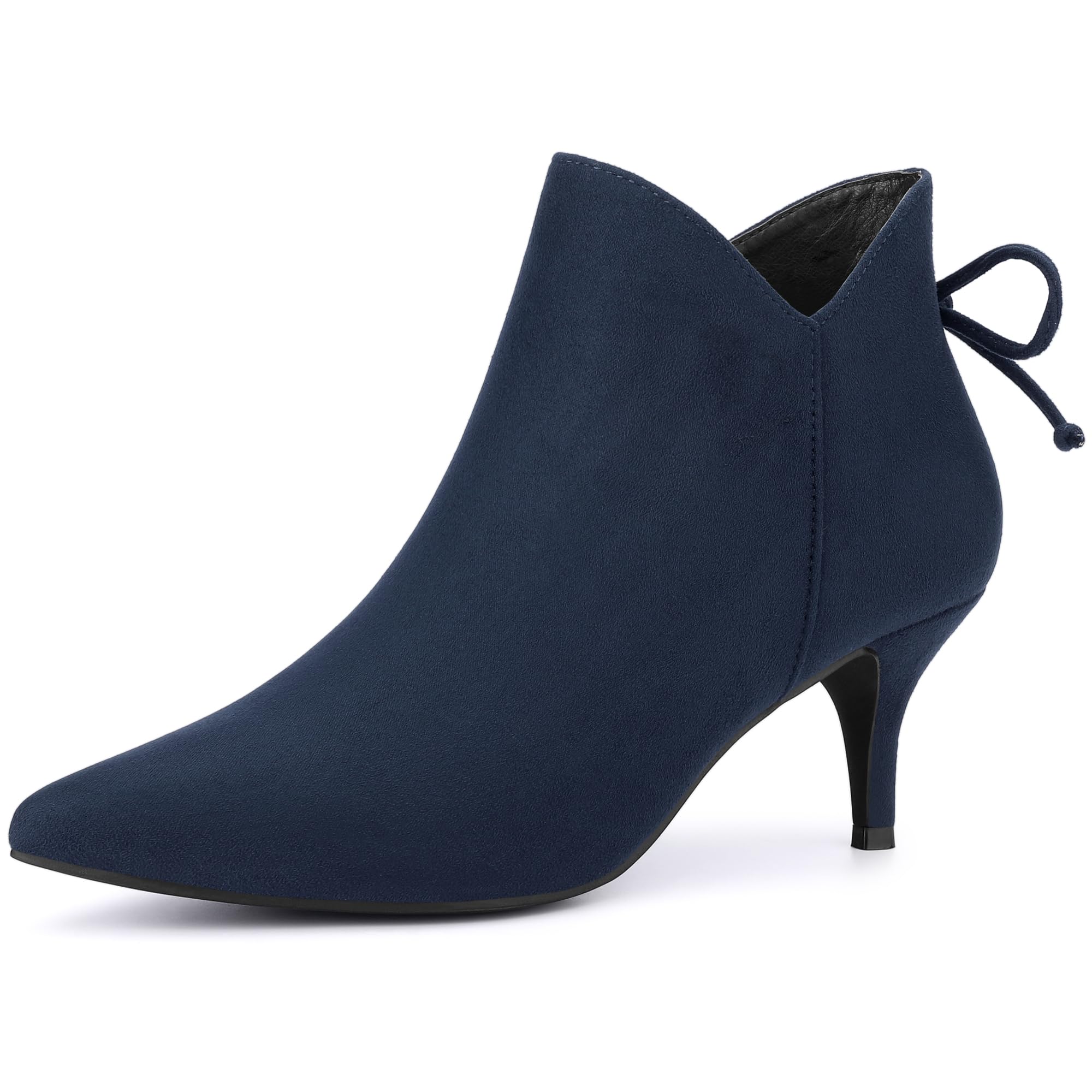 Allegra K Womens Pointed Toe Kitten Heel Ankle Booties