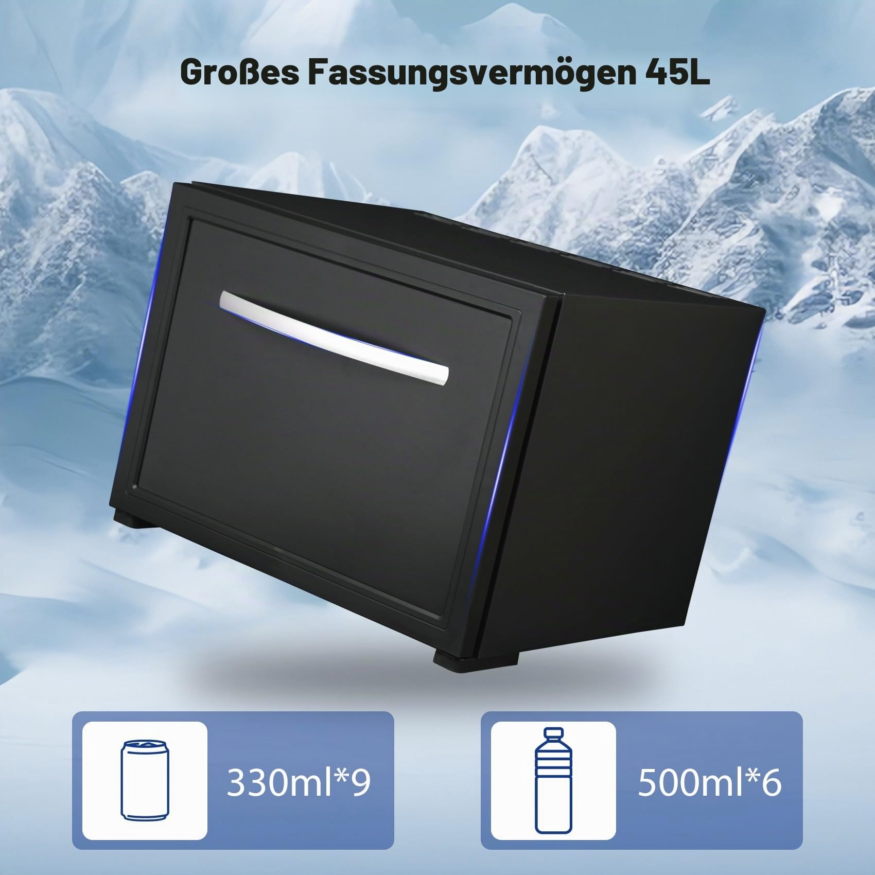 Smad 45L Auto Schubladen Kühlbox 12v 230v, Camping Kühlschrank, 0-15℃, Kühlbox Elektrisch für Auto, LKW, Boot, Reisemobil, Camping und Steckdose, Schwarz