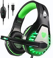 Vista 1 de Auriculares para juegos para PS4, Xbox One, PC, PS5, portátil, Mac, para Nintendo Switch, cancelación de ruido de 0.138 pulgadas con micrófono