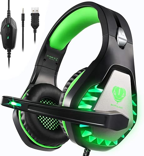 Auriculares para juegos para PS4, Xbox One, PC, PS5, portátil, Mac, para Nintendo Switch, cancelación de ruido de 0.138 pulgadas con micrófono,