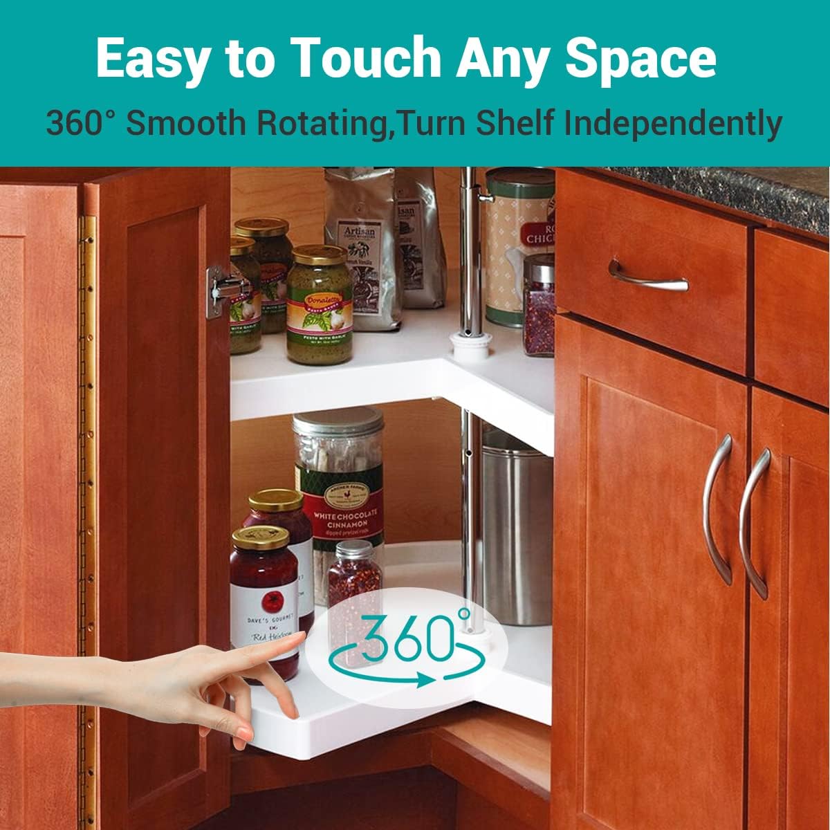 18 Inch Kidney Shaped Lazy Susan Cabinet Organizer, Corner Lazy Susan Turntable Replacement