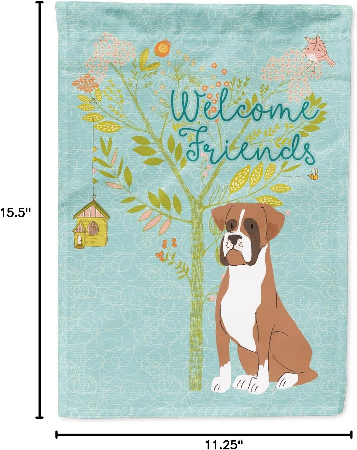 Caroline's Treasures BB7582GF Welcome Friends Flashy Fawn Boxer Garden Flag Mailbox Flag Decorative Yard Flag Banner Outside Patio Artwork Yard Flower Beds, Garden Size, Multicolor